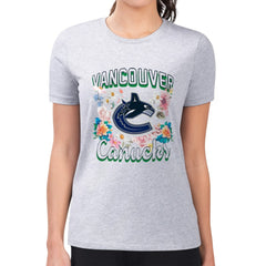 NHL Heather Gray Vancouver Canucks G-III 4Her by Carl Banks Women's Super-Slim Fit Lightweight Flower Logo T-Shirt