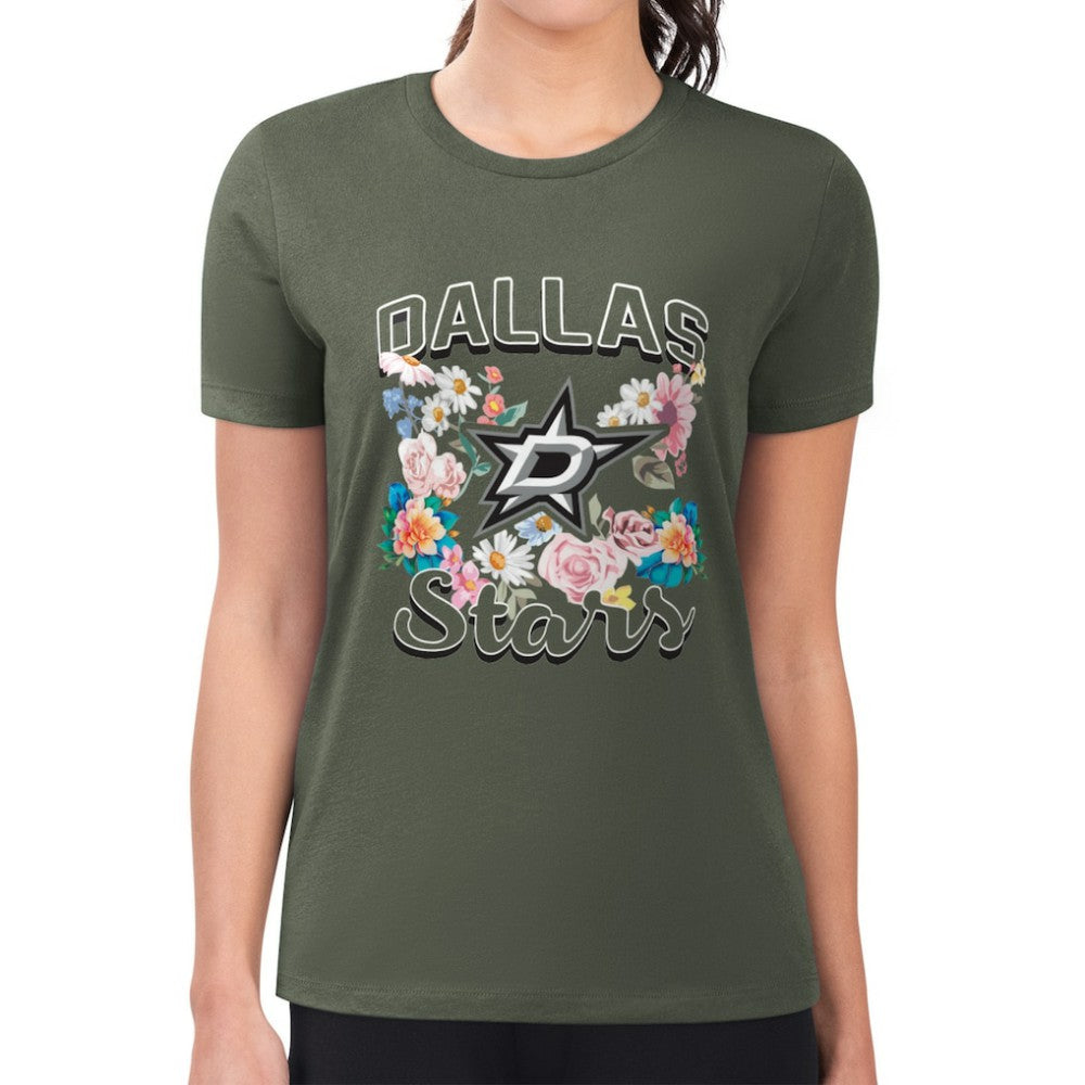 NHL Green Dallas Stars G-III 4Her by Carl Banks Women's Super-Slim Fit Lightweight Flower Logo T-Shirt
