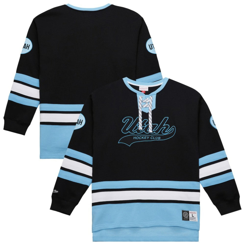 NHL Black Utah Hockey Club Mitchell & Ness Heritage Lace-Up Pullover Sweatshirt