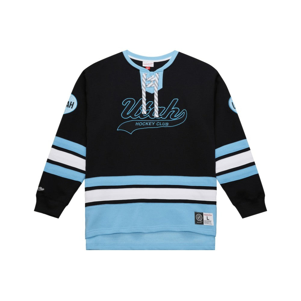 NHL Black Utah Hockey Club Mitchell & Ness Heritage Lace-Up Pullover Sweatshirt