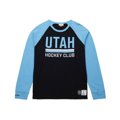 NHL Black/Light Blue Utah Hockey Club Mitchell & Ness Legendary Slub Long Sleeve Raglan T-Shirt