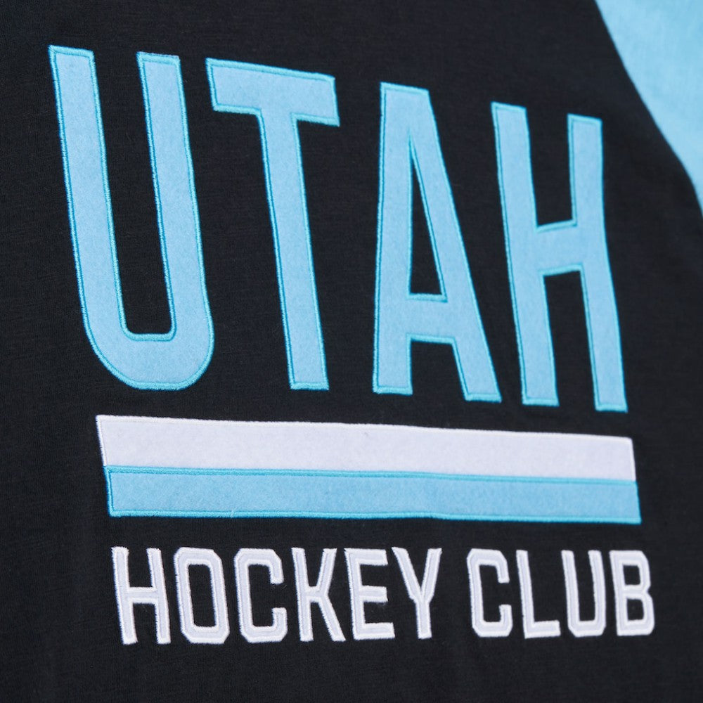 NHL Black/Light Blue Utah Hockey Club Mitchell & Ness Legendary Slub Long Sleeve Raglan T-Shirt