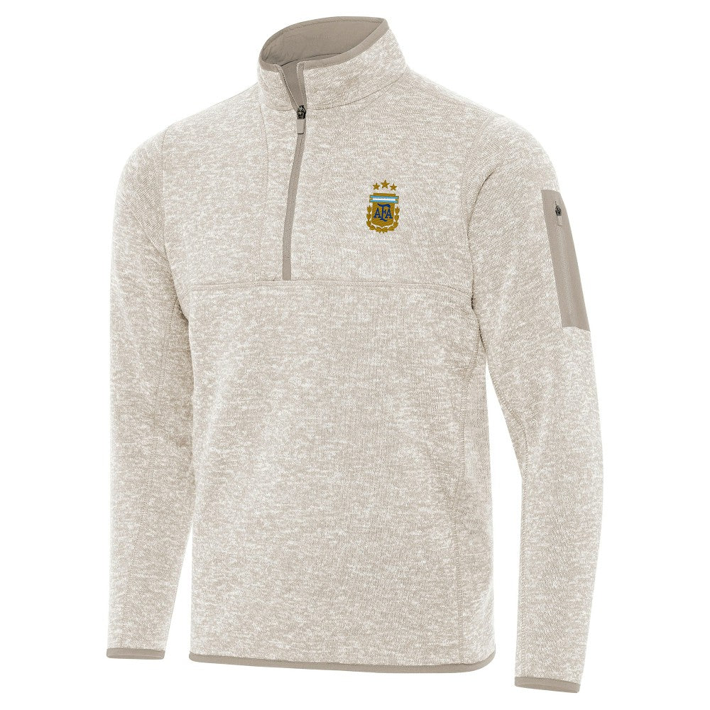 Argentina National Team Antigua Fortune Quarter-Zip Pullover Jacket -  Cream