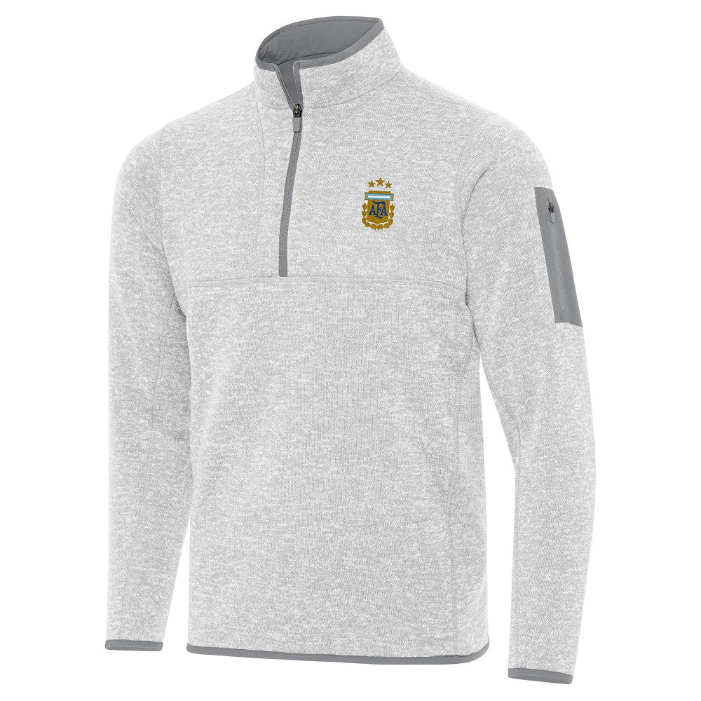 Argentina National Team Antigua Fortune Quarter-Zip Pullover Jacket -  Heather Gray
