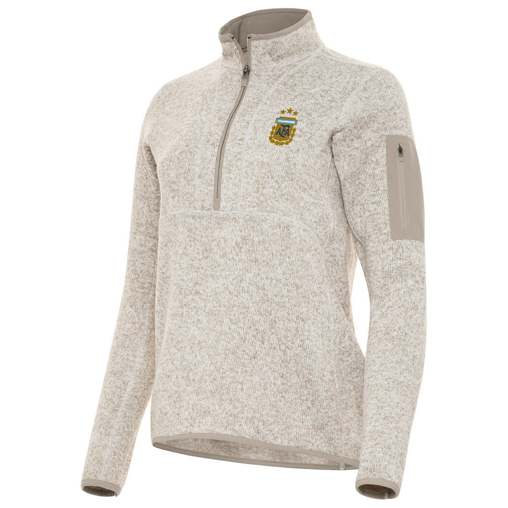 Argentina National Team Antigua Women's Fortune Half-Zip Pullover Jacket -  Cream