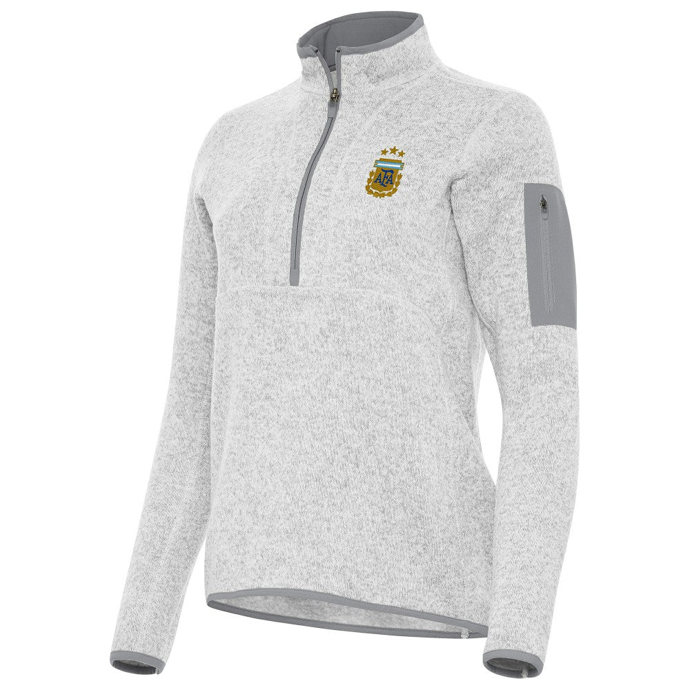 Argentina National Team Antigua Women's Fortune Half-Zip Pullover Jacket -  Heather Gray