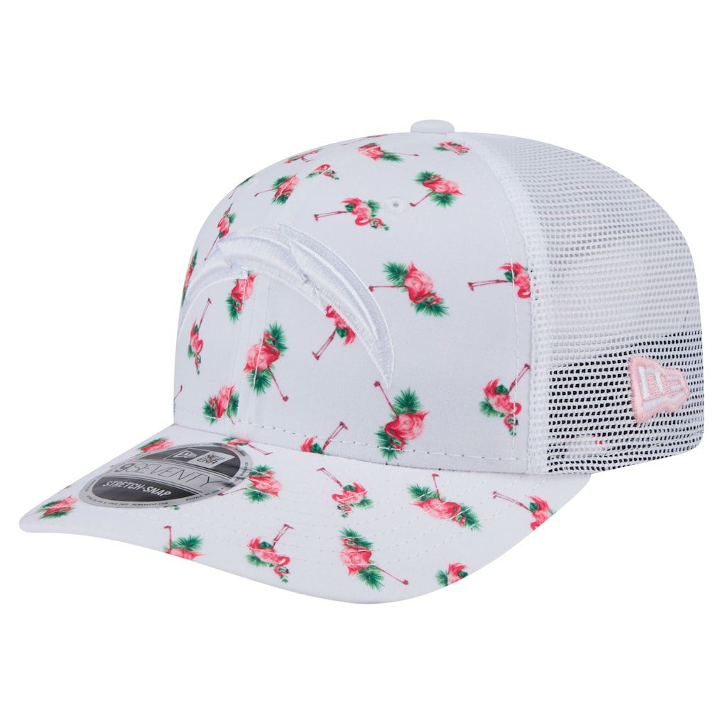 Adventure Flamingo Pattern 9SEVENTY Stretch-Snap Hat - Los Angeles Chargers