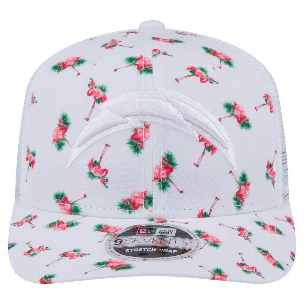 Adventure Flamingo Pattern 9SEVENTY Stretch-Snap Hat - Los Angeles Chargers