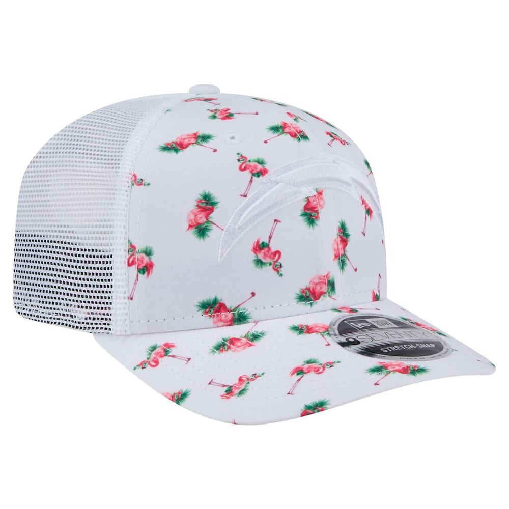 Adventure Flamingo Pattern 9SEVENTY Stretch-Snap Hat - Los Angeles Chargers