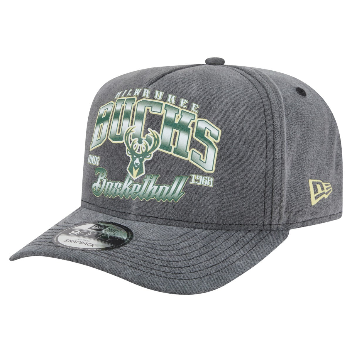 NBA Milwaukee Bucks Throwback Washed Pre-Curved 9FIFTY Snapback Hat