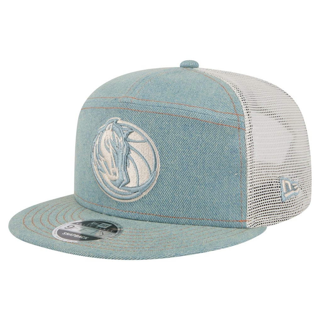 NBA Dallas Mavericks Adventure Denim Split Panel 9FIFTY Snapback Trucker Hat