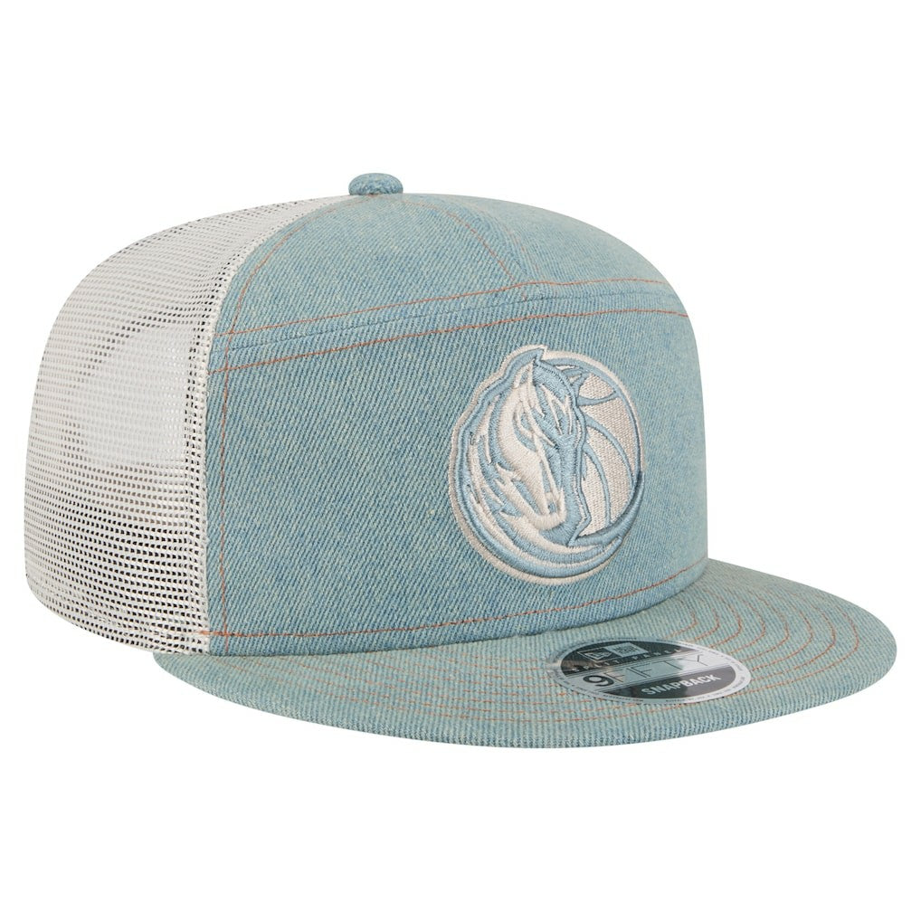 NBA Dallas Mavericks Adventure Denim Split Panel 9FIFTY Snapback Trucker Hat