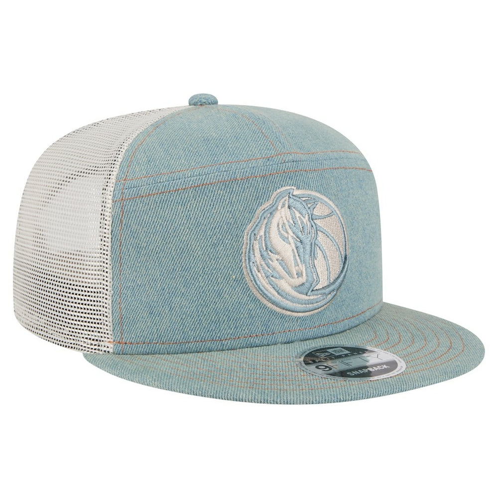 NBA Dallas Mavericks Adventure Denim Split Panel 9FIFTY Snapback Trucker Hat