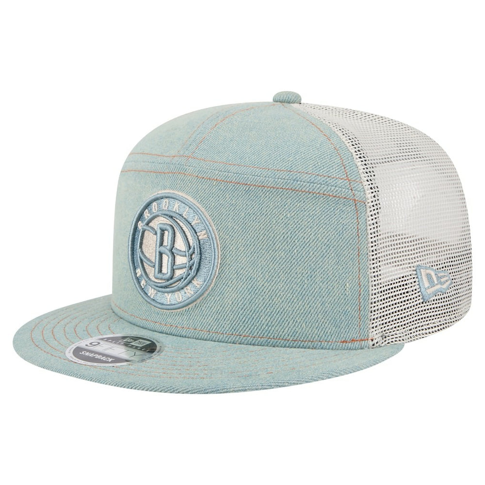 NBA Brooklyn Nets Adventure Denim Split Panel 9FIFTY Snapback Trucker Hat