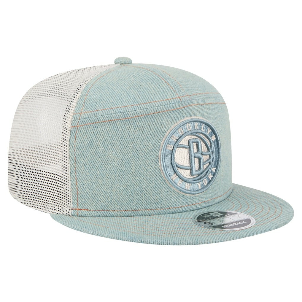 NBA Brooklyn Nets Adventure Denim Split Panel 9FIFTY Snapback Trucker Hat