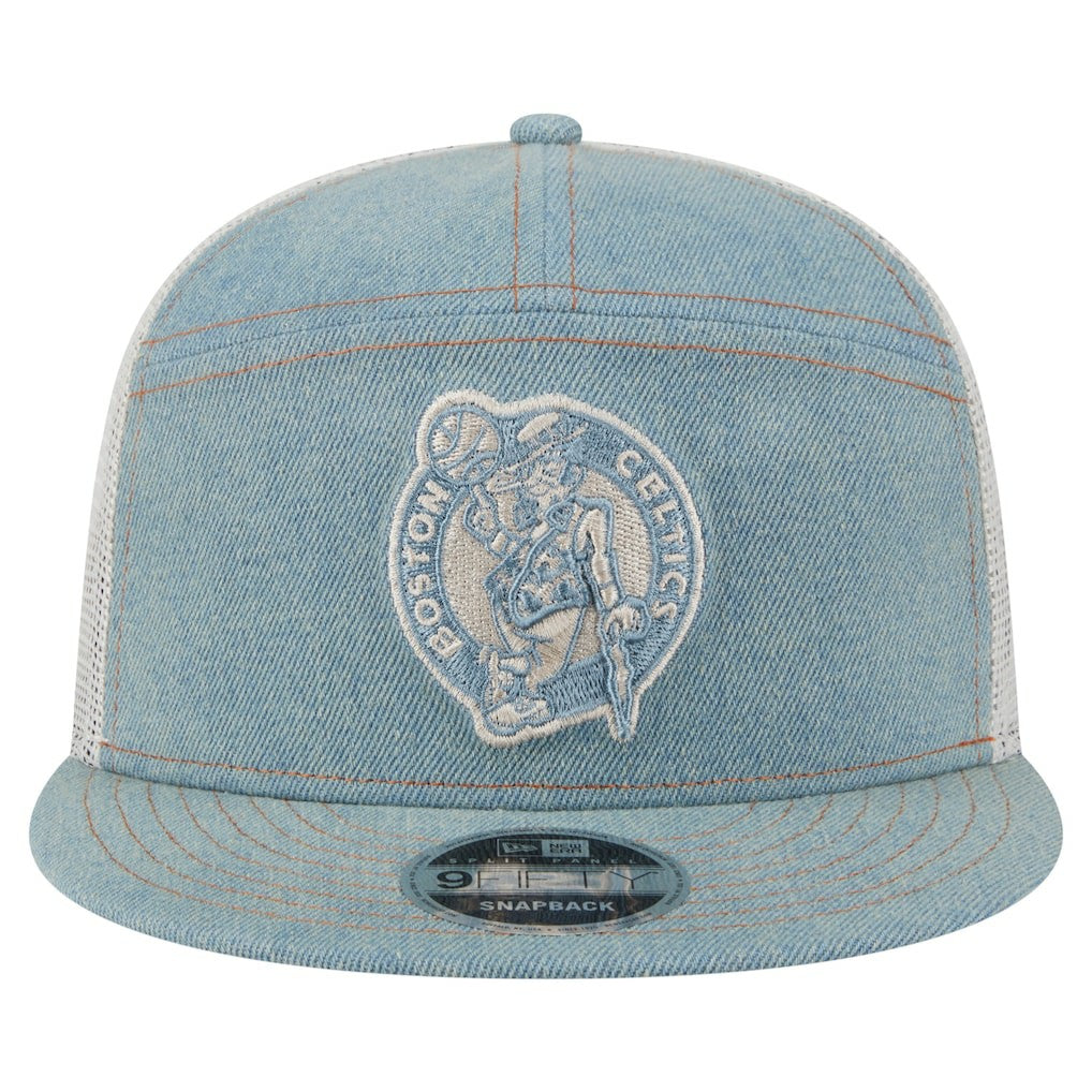 NBA Boston Celtics Adventure Denim Split Panel 9FIFTY Snapback Trucker Hat