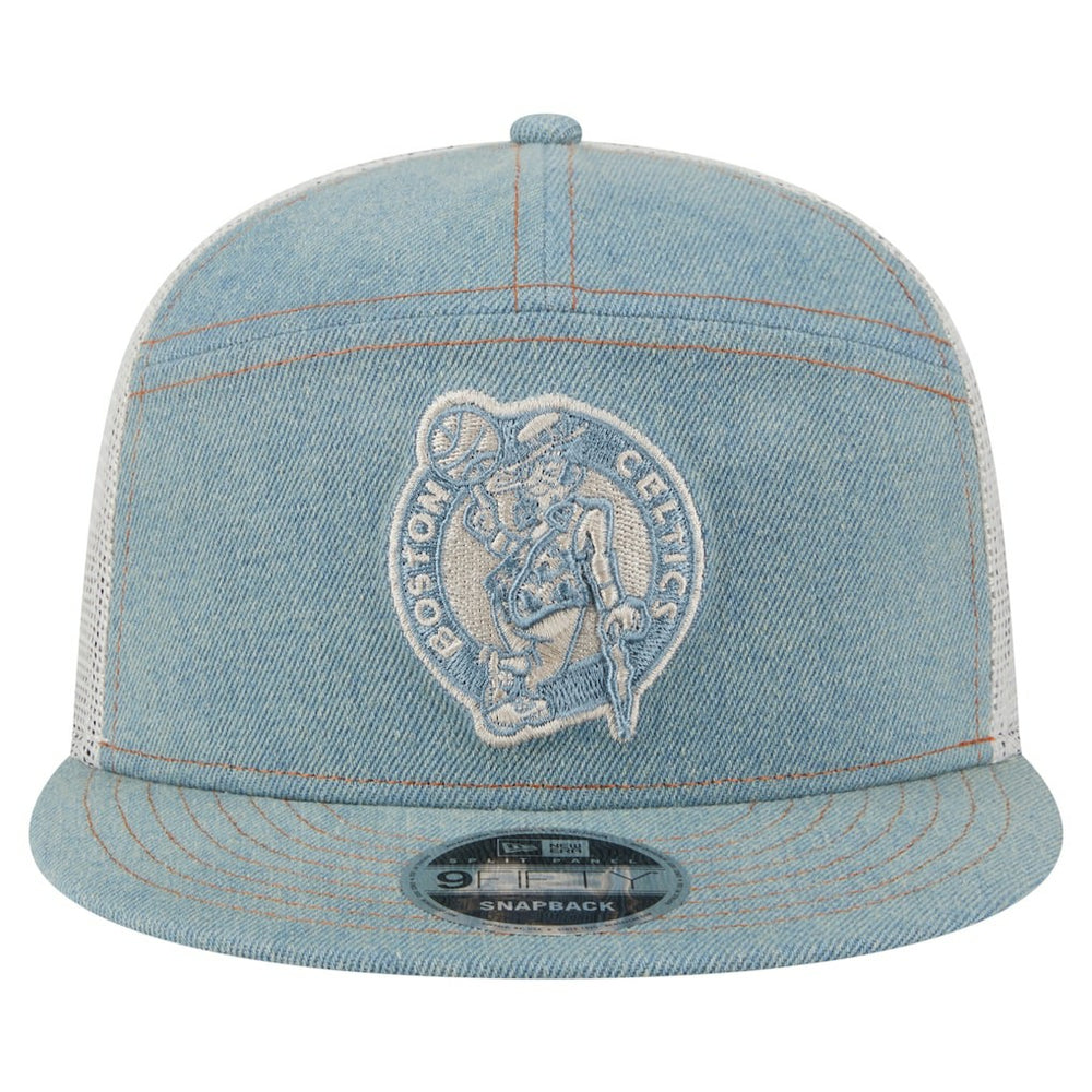 NBA Boston Celtics Adventure Denim Split Panel 9FIFTY Snapback Trucker Hat