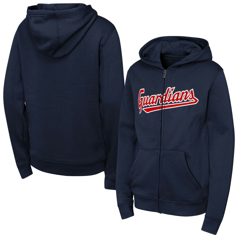 MLB Cleveland Guardians Youth Wordmark Fleece Full-Zip Hoodie