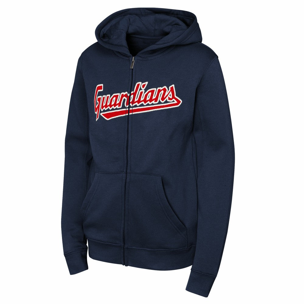 MLB Cleveland Guardians Youth Wordmark Fleece Full-Zip Hoodie