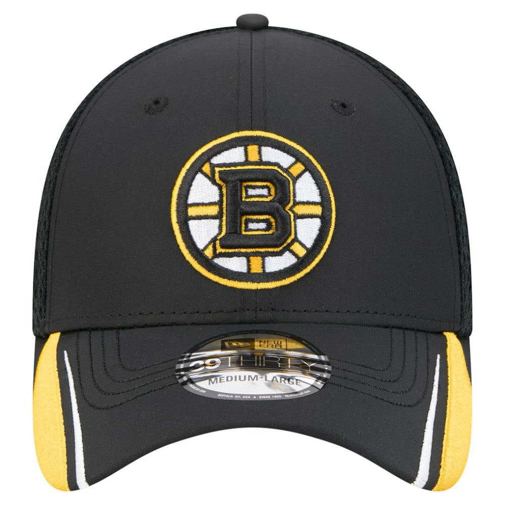 NHL Black Boston Bruins New Era Linear Featherweight 39THIRTY Flex Hat