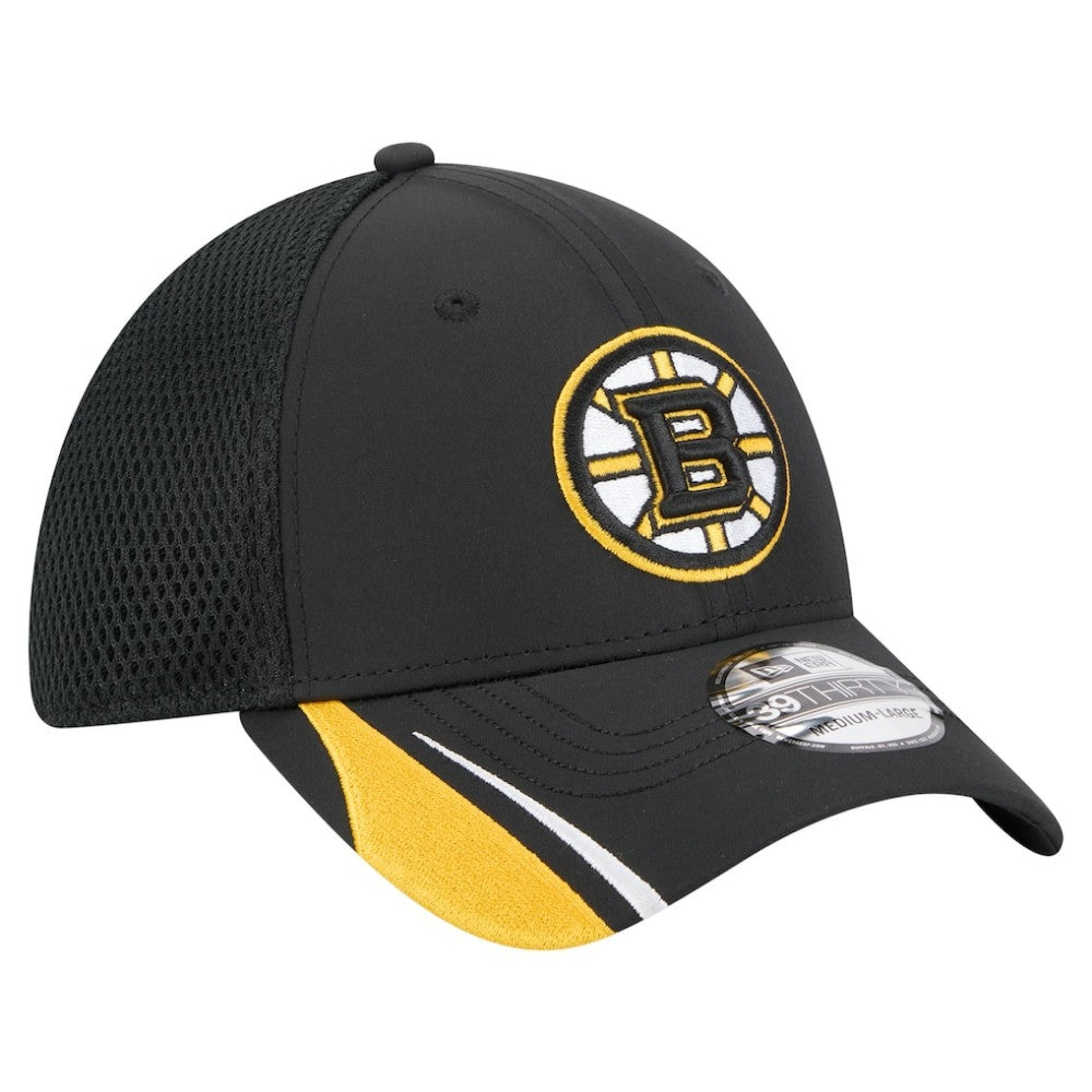 NHL Black Boston Bruins New Era Linear Featherweight 39THIRTY Flex Hat