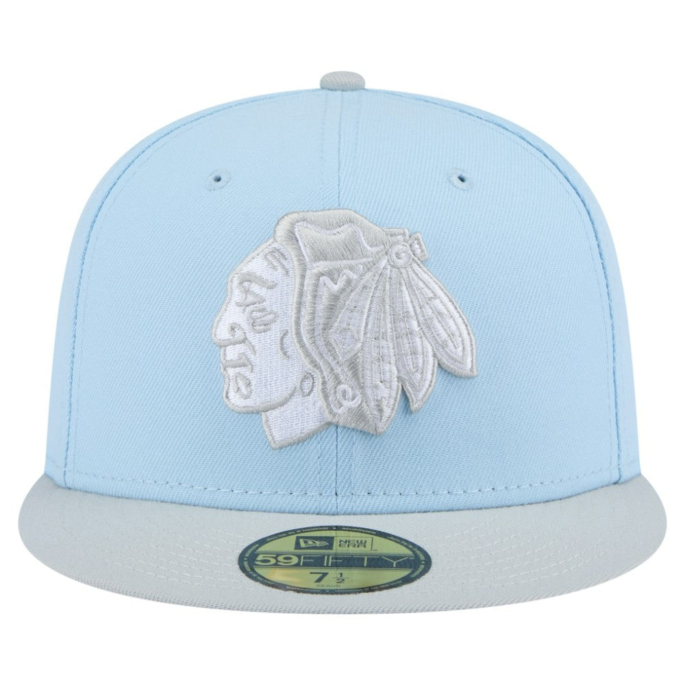 NHL Light Blue/Gray Chicago Blackhawks New Era Color Pack Two-Tone 59FIFTY Fitted Hat