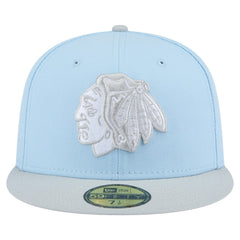 NHL Light Blue/Gray Chicago Blackhawks New Era Color Pack Two-Tone 59FIFTY Fitted Hat