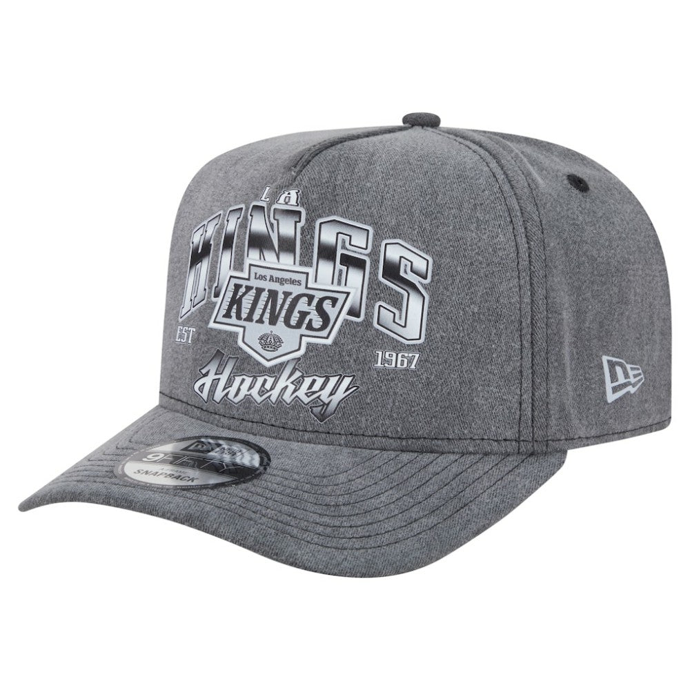 NHL Charcoal Los Angeles Kings New Era Throwback Washed A-Frame Pre-Curved 9FIFTY Snapback Hat