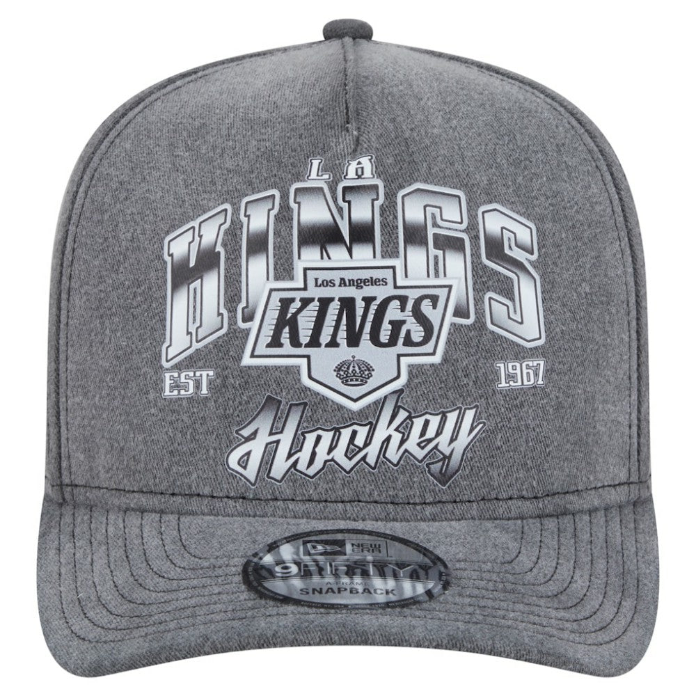 NHL Charcoal Los Angeles Kings New Era Throwback Washed A-Frame Pre-Curved 9FIFTY Snapback Hat