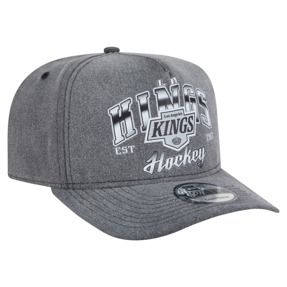 NHL Charcoal Los Angeles Kings New Era Throwback Washed A-Frame Pre-Curved 9FIFTY Snapback Hat