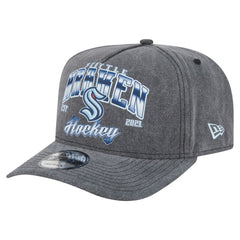 NHL Charcoal Seattle Kraken New Era Throwback Washed A-Frame Pre-Curved 9FIFTY Snapback Hat