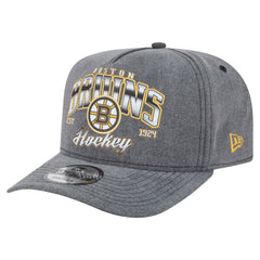 NHL Charcoal Boston Bruins New Era Throwback Washed A-Frame Pre-Curved 9FIFTY Snapback Hat
