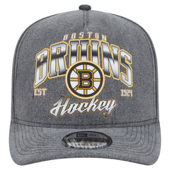 NHL Charcoal Boston Bruins New Era Throwback Washed A-Frame Pre-Curved 9FIFTY Snapback Hat