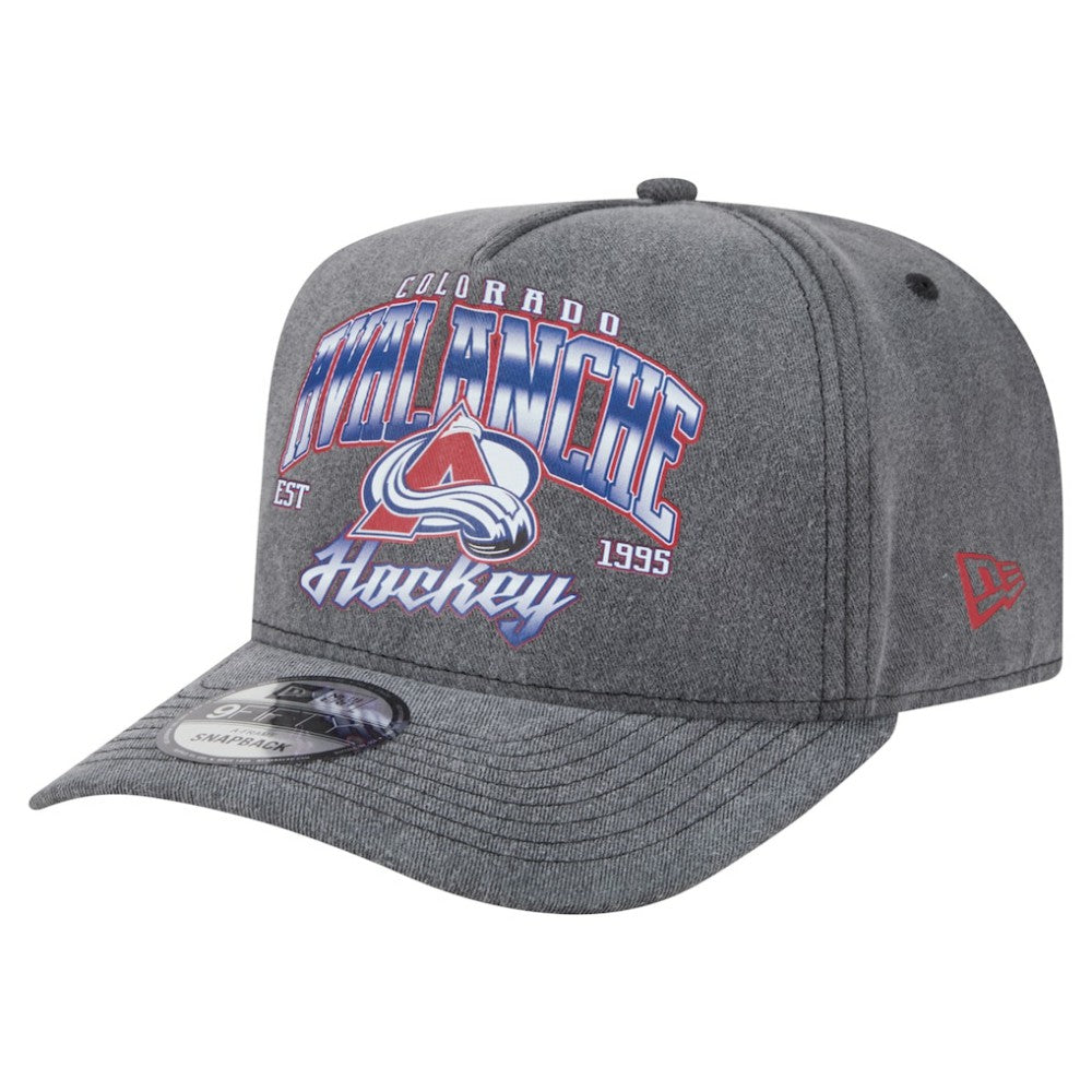 NHL Charcoal Colorado Avalanche New Era Throwback Washed A-Frame Pre-Curved 9FIFTY Snapback Hat