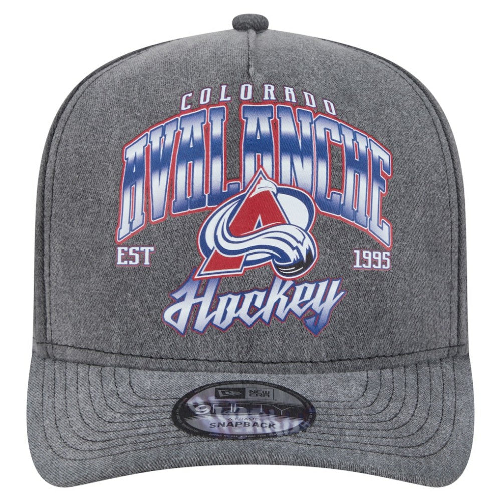 NHL Charcoal Colorado Avalanche New Era Throwback Washed A-Frame Pre-Curved 9FIFTY Snapback Hat