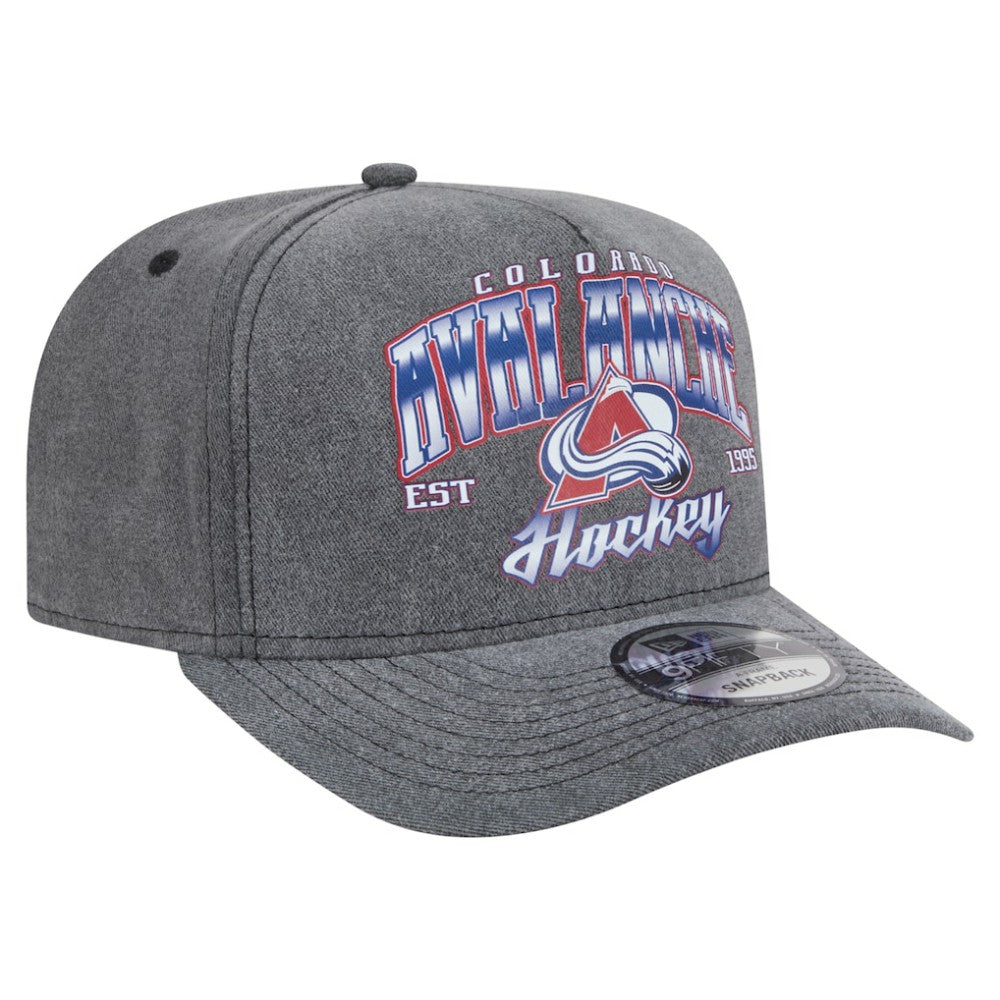 NHL Charcoal Colorado Avalanche New Era Throwback Washed A-Frame Pre-Curved 9FIFTY Snapback Hat