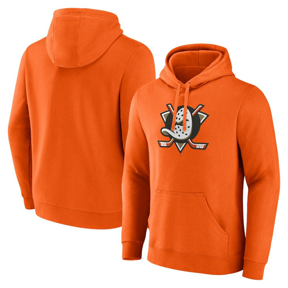 NHL Orange Anaheim Ducks Fanatics Primary Logo Fleece Pullover Hoodie