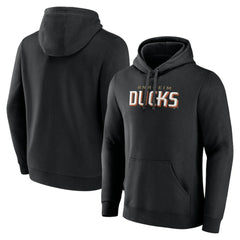 NHL Black Anaheim Ducks Fanatics Wordmark Logo Fleece Pullover Hoodie