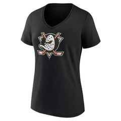 NHL This item will ship within 2 business days. Anaheim Ducks Women's Primary Logo V-Neck T-Shirt – Black