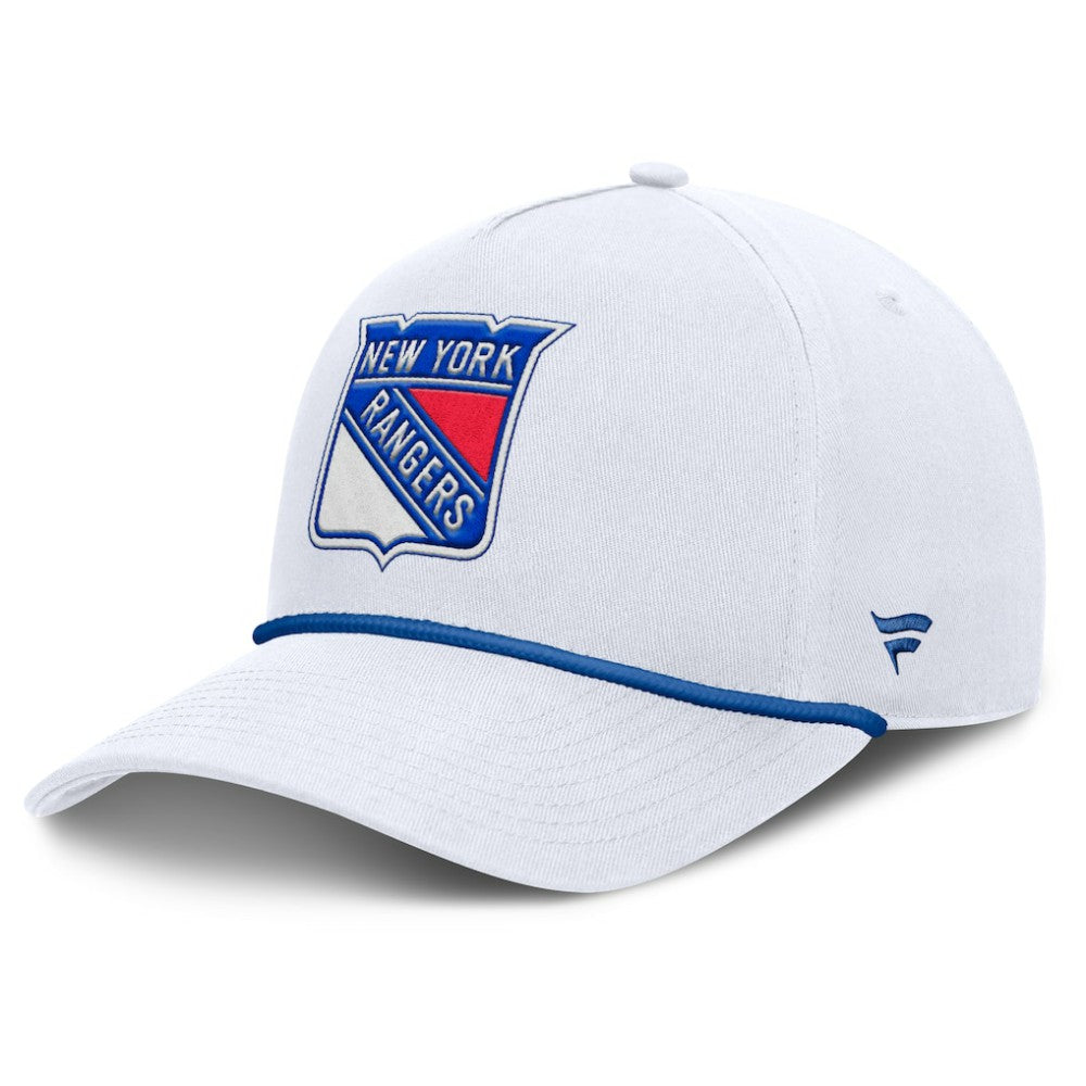 NHL White New York Rangers Fanatics Rope A-Frame Adjustable Hat