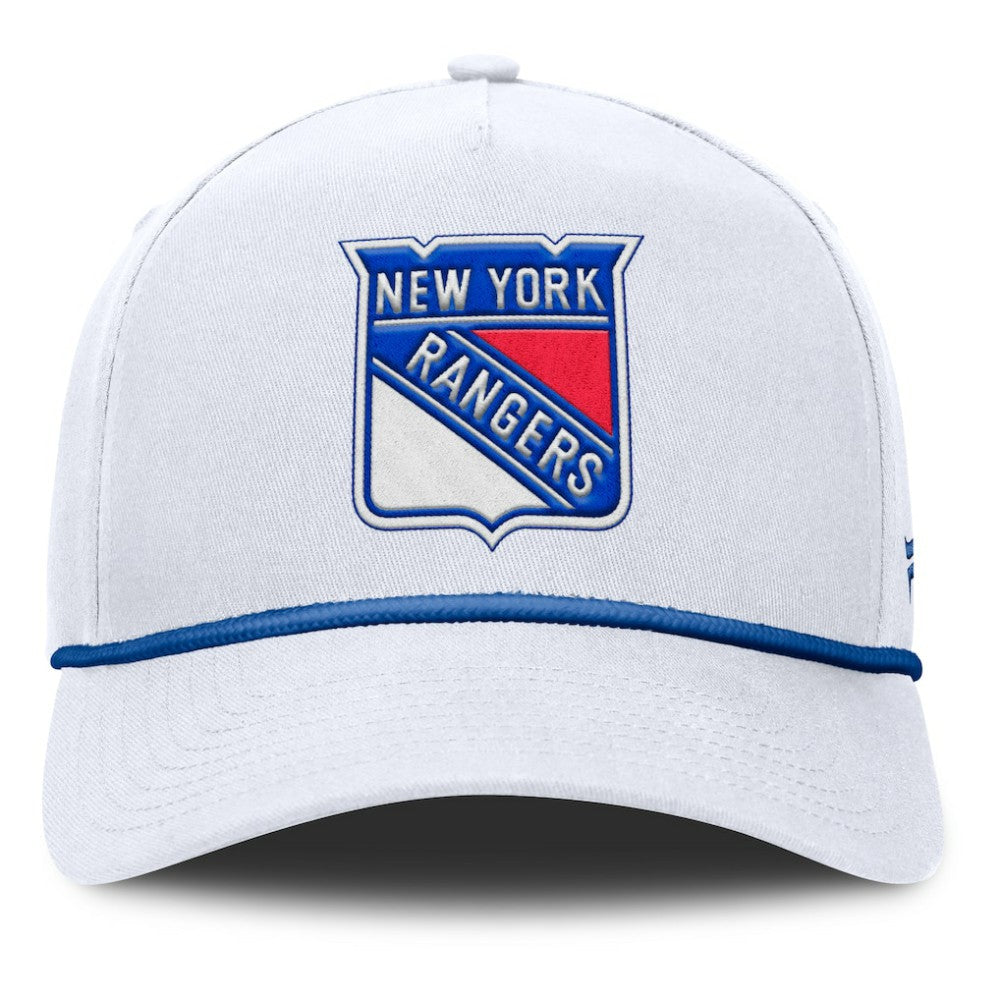 NHL White New York Rangers Fanatics Rope A-Frame Adjustable Hat