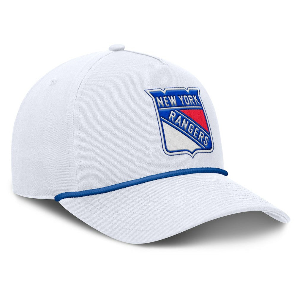 NHL White New York Rangers Fanatics Rope A-Frame Adjustable Hat