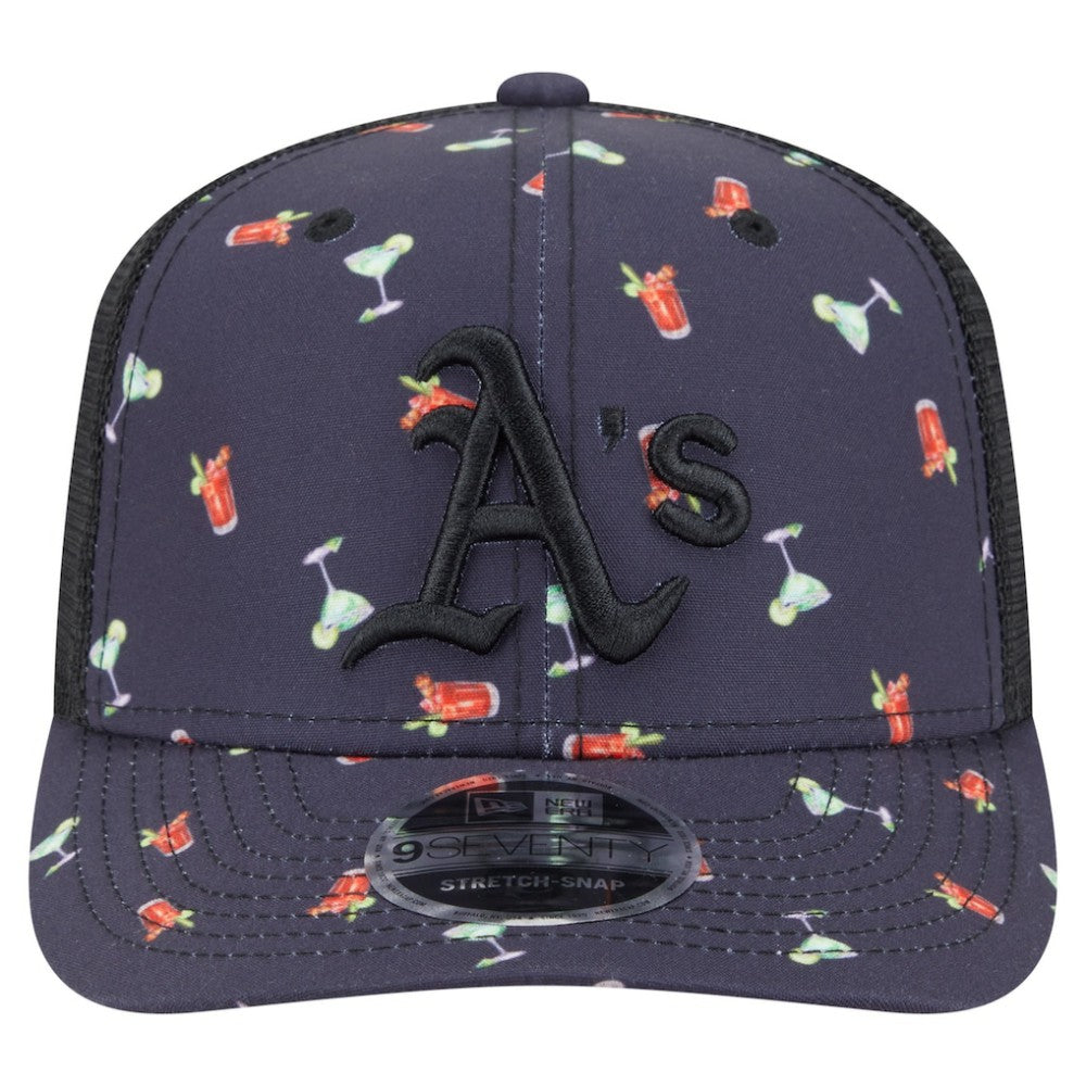 MLB Athletics New Era Adventure Drinks Pattern 9SEVENTY Stretch-Snap Hat