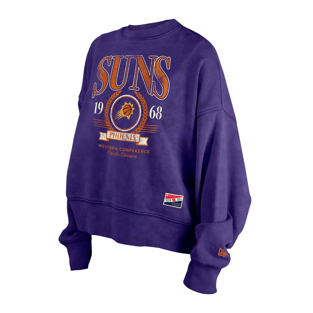 NBA Phoenix Suns Women's Throwback Vintage Enzyme Wash Oversized Boxy Pullover Sweatshirt