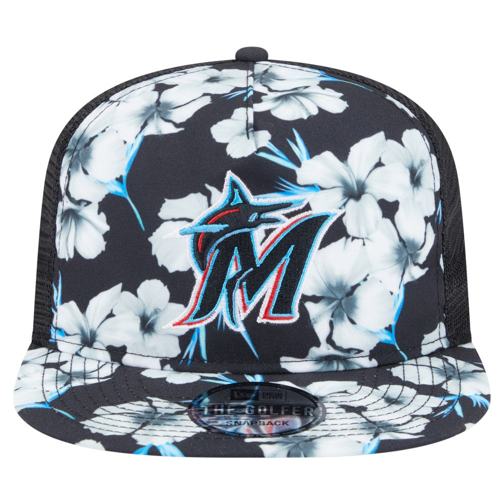 MLB Miami Marlins New Era Adventure Pattern Golfer Trucker Snapback Hat