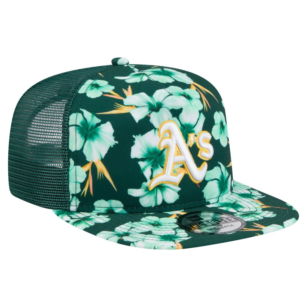MLB Athletics New Era Adventure Pattern Golfer Trucker Snapback Hat