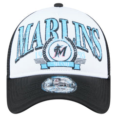 MLB Miami Marlins New Era Distressed 9FORTY A-Frame Adjustable Trucker Hat