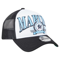 MLB Miami Marlins New Era Distressed 9FORTY A-Frame Adjustable Trucker Hat