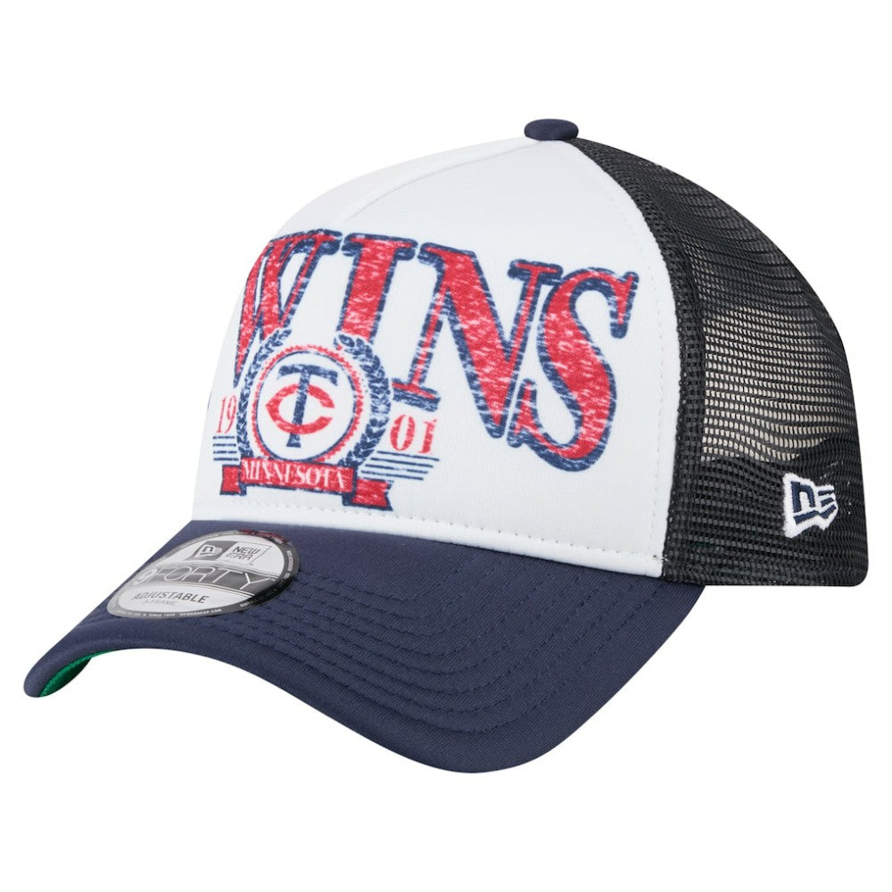 MLB Minnesota Twins New Era Distressed 9FORTY A-Frame Adjustable Trucker Hat