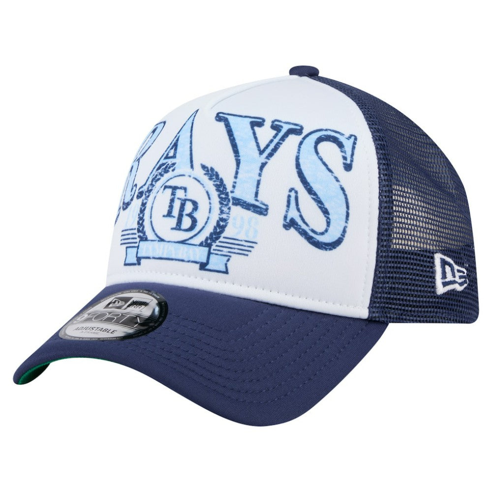 MLB Tampa Bay Rays New Era Distressed 9FORTY A-Frame Adjustable Trucker Hat